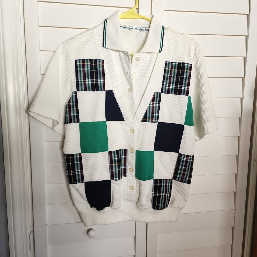 Vintage 80's Alfred Dunner Plaid Golf Sweater Top